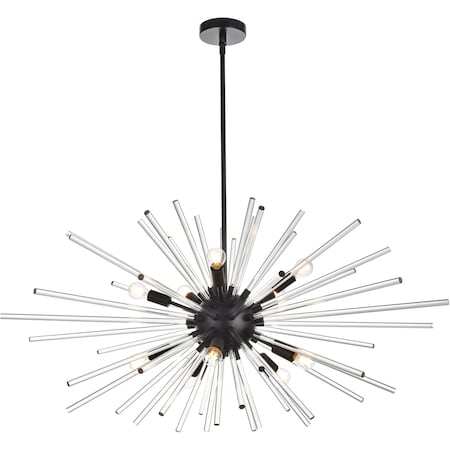 Elegant Lighting Sienna 46 Inch Crystal Rod Pendant In Black 2502D46BK